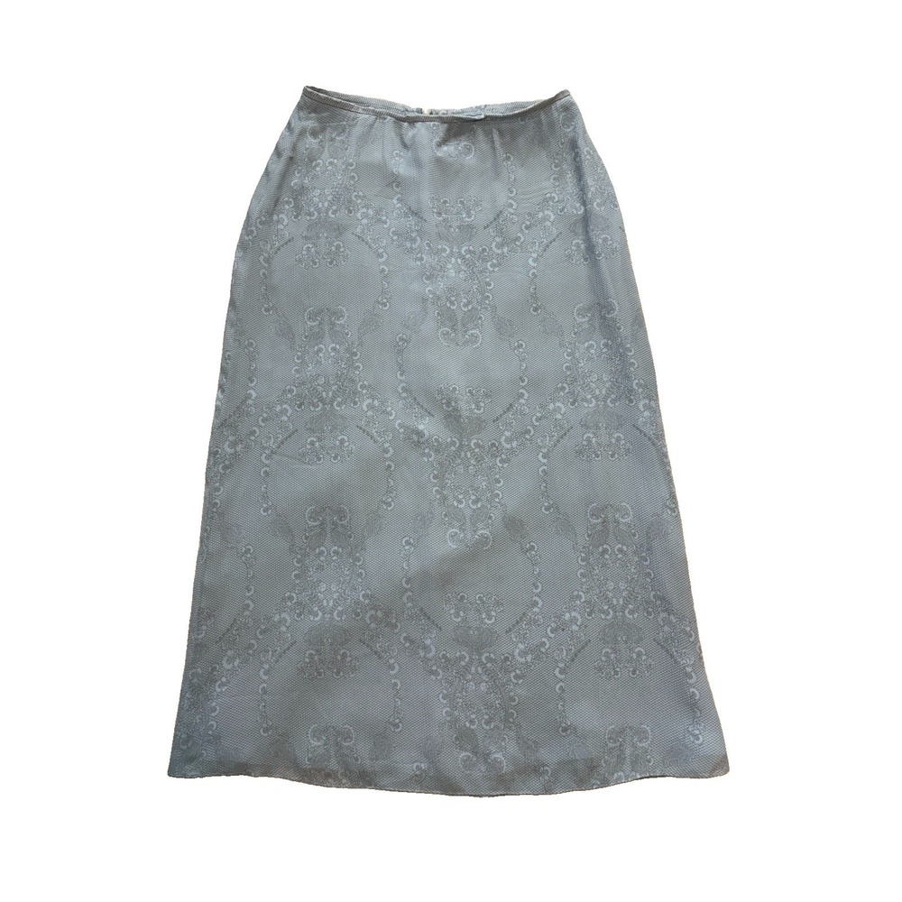 Vintage Rena Rowan 100% Silk Black & Mustard Floral Print Skirt  Pocket Size 8
